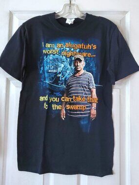 VINTAGE LICENSED SWAMP PEOPLE ALLIGATOR NIGHTMARE TROY LANDRY TSHIRT SIZE S NWT